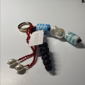 J. Crew Blue and Red Beaded Keychain or bag charm